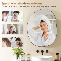 HOMCOM Armadietto da Bagno con Specchio e Spazi Portaoggetti, Montaggio a Parete, Nero(m-6)