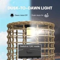 Outsunny Zestaw 2 Solarnych Lampionów Rattanowych z Czujnikiem Światła LED w Stylu Boho IP44(m-6)