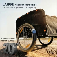 SPORTNOW Przyczepka rowerowa 170 litrów z zaczepem, pokrywą, 51 cm, szybkozłączki, pompowane koła, do 40 kg(m-5)