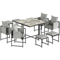 Outsunny Nine-Piece Steel Frame Garden Dining Set - Dark Grey(m-10)