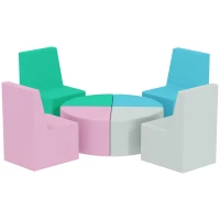 AIYAPLAY Conjunto 8 peças Blocos de Espuma para Crianças Blocos Macios com Design de Mesa e Banco para Escalar em PU Multicolorido(m-1)
