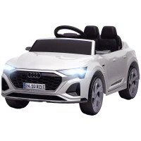 AIYAPLAY Elektrisch Kinder-Auto 12V Audi Q8, 3-5 km/u, Afstandsbediening, Koplampen, Muziek, Wit(m-11)