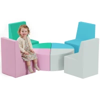 AIYAPLAY Conjunto 8 peças Blocos de Espuma para Crianças Blocos Macios com Design de Mesa e Banco para Escalar em PU Multicolorido(m-6)