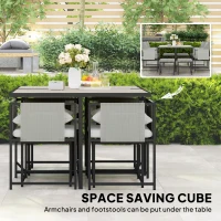 Outsunny Nine-Piece Steel Frame Garden Dining Set - Dark Grey(m-4)