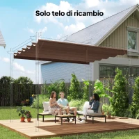 Outsunny Tetto per Gazebo Pergola con 10 Fori di Drenaggio in Poliestere, 250x255 cm, per Pergola 3x3m, Caffè(m-2)
