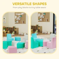 AIYAPLAY 8-delige Schuimblokken Kinderen Zachte Bouwstenen met Tafel- en Krukontwerp Klimmen Bouwblokken van PU Meerkleurig(m-4)