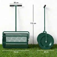 Outsunny Compost Spreader, 24" Peat Moss Spreader with Height Adjustable T Shaped Handle and Metal Mesh Basket, Garden Spreader for Seeding, Spreading Manure, Green(m-3)