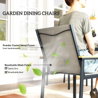 Outsunny Five-Piece Metal Dining Set, with Glass-Top Table - Khaki(m-4)