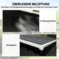 Outsunny Metalen gereedschapsschuur 1,37 m², afsluitbare schuur met ventilatie, schuin dak en handschoenen, 163 x 90 x 179 cm(m-6)