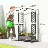 Outsunny Raised Garden Bed with Arch Trellis, Raised Bed for Garden on Wheels with Side Trellis, Self Watering Planter Box(m-3)