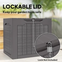 Outsunny 93L Plastic Garden Storage Box, Outdoor Storage Box with Handles, Waterproof Outdoor Storage Container, Brown(m-6)