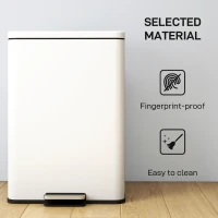 HOMCOM 20L Kitchen Bin with Soft-Close Lid and Stay-Open Function, Pedal Bin with Removable Inner Bucket for Kitchen, Office, Home, Cream(m-6)