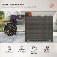 Outsunny PE Rattan Garden Armchair with Cushion - Mixed Brown/Orange(m-4)