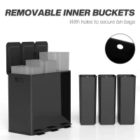 HOMCOM 3 x 20L Pedal Bin, Steel Triple Kitchen Bin with Soft Close Lid, Removable Inner Buckets, Fingerprint-Proof, Black(m-7)