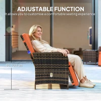 Outsunny 3 Pieces Rattan Bistro Set Balcony Furniture with Cushions, Storage Function - Orange(m-4)