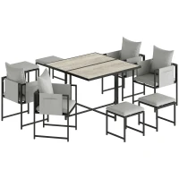 Outsunny Nine-Piece Steel Frame Garden Dining Set - Dark Grey(m-1)