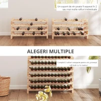 HOMCOM Raft din Lemn de Molid, Dulap pentru 96 Sticle cu 8 Rafturi, Greutate Maximă 100 kg, 114x28x113,5 cm, Lemn Natural(m-9)
