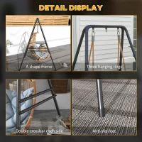 Outsunny Hammock Chair Stand, Hanging Heavy Duty Metal Frame Hammock Stand for Hanging Hammock Air Porch Swing Chair, Egg Chair, Black(m-7)