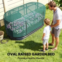 Outsunny Galvanised Raised Garden Bed Kit with Self Watering System and Mesh Cover, Garden Boxes, 6x3Ft, Dark Grey and Green(m-7)