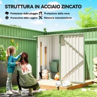 Outsunny Casetta da Giardino Porta Attrezzi in Acciaio Galvanizzato con Porta, 100x104x160 cm, Verde Chiaro(m-4)