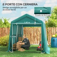 Outsunny Garage Moto per Esterno 2.4x2 m, Tenda Garage per Attrezzi in Metallo e Tessuto PE, per Moto e Biciclette, Verde(m-5)