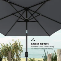 Outsunny Sonnenschirm 300 x 200 cm neigbar Balkonschirm mit Kurbel Schutzhülle Dunkelgrau(m-6)