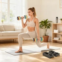 SPORTNOW Verstelbare Halterset, 1-5 kg Halters met Snelle Instelling, Antislip Greep en Compacte Opslag(m-10)