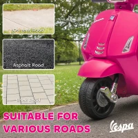 AIYAPLAY Elektryczny Motocykl Dziecięcy Vespa 6V z Bocznymi Kółkami, Reflektorami i Klaksonem, Różowy, 71 x 37 x 52 cm, Dla Dzieci 2-6 Lat(m-6)