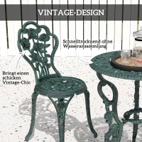 Outsunny 3-delige bistroset Balkonset tuinmeubelen balkon gegoten aluminium antiek groen(m-5)