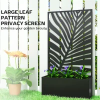 Outsunny Metal Garden Bed for Garden with Trellis, Wall Mounted or Freestanding Raised Planter with Privacy Screen(m-6)