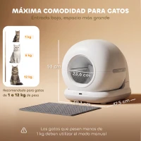 PawHut Arenero Gatos Autolimpiable 72L Extragrande Control por APP Control de Olores y Ruido Sensores de Seguridad Alfombrilla(m-3)