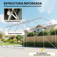 Outsunny Garaje Exterior para Coche 3x5 m Impermeable con Tejido PE Resistente Marco de Acero Galvanizado UPF30+ Gris(m-6)