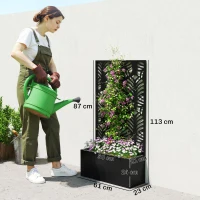 Outsunny Metal Garden Bed for Garden with Trellis, Wall Mounted or Freestanding Raised Planter with Privacy Screen(m-3)