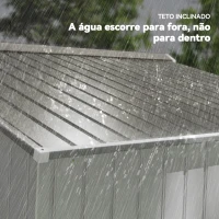 Outsunny Abrigo de Jardim Exterior para Armazenamento de Ferramentas com 4 Janelas 277x195x192 cm Branco e Cinza Escuro(m-7)