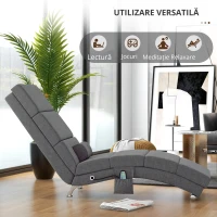 HOMCOM Fotoliu de Masaj cu 8 Puncte Vibrante și Încălzire, 5 Moduri, Temporizator și Telecomandă, Gri(m-5)