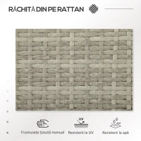Outsunny Bancă din ratan pentru 2 persoane pentru grădină, scaun împletit pentru curte cu masă de ceai din sticlă(m-4)