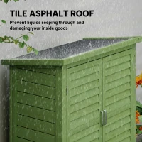 Outsunny Garden Shed Wooden Garden Storage Shed 2 Door Unit Solid Fir Wood Garage Tool Organisation Cabinet, 87L x 46.5W x 96.5Hcm, Green(m-5)