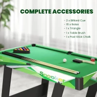 SPORTNOW 104cm Folding Mini Pool Table Set with 2 Cues, 16 Balls, Chalk, Triangle, Brush, Green(m-5)