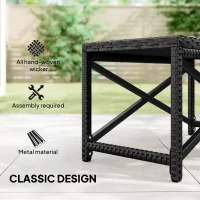 Outsunny Outdoor Coffee Table Side Table with X-Shape Frame for Patio, Balcony, Black(m-4)