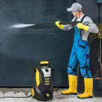 Outsunny Idropulitrice 1800 W con pressione 135 bar e tubo da 5 m, ugello regolabile e maniglie(m-2)