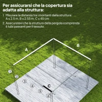 Outsunny Tetto per Gazebo Pergola con 10 Fori di Drenaggio in Poliestere, 250x255 cm, per Pergola 3x3m, Beige(m-4)