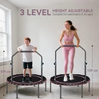 SPORTNOW 40" Foldable Fitness Trampoline Rebounder with Handle, Pink(m-4)