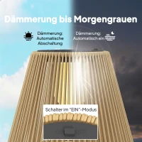 Outsunny Solar staande rattanlamp met lichtsensor, LED, boho-stijl, IP44 waterdicht(m-5)