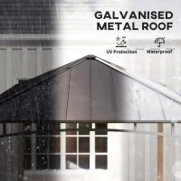 Outsunny 3 x 3 m Decorative Metal Gazebo - Black/Wood-Effect(m-4)