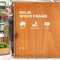 Outsunny Raised Garden Bed with Arch Trellis, Freestanding Garden Planter Box for Vine Climbing Plant Flower Herb, Brown(m-6)