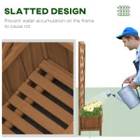 Outsunny Garden Planter with Trellis, Wooden Raised Bed for Garden with Lattice Trellis for Vegetables, Herbs and Flowers, Brown(m-6)