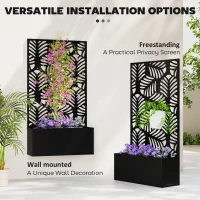 Outsunny Metal Garden Bed for Garden with Trellis, Wall Mounted or Freestanding Raised Planter with Privacy Screen(m-5)