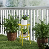 Outsunny Two-Tier Metal Garden Table - Yellow(m-7)