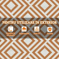 Outsunny Covor de Exterior pentru Balcon și Terasă, Rezistent la Raze UV, 182x274 cm, Maro și Alb(m-6)