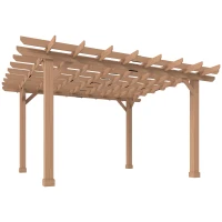 Outsunny Graden Pergola Kit, Wooden Pergola Gazebo Grape Trellis with Stable Structure, 3.6 x 3.6m, Dark Brown(m-10)